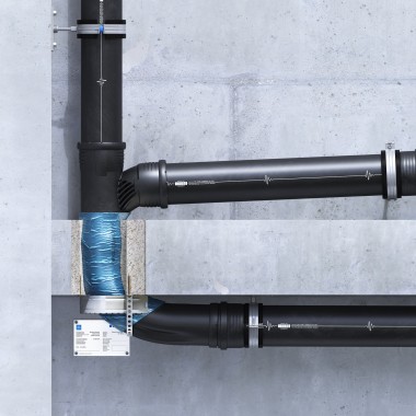 Geberit Silent-Pro SuperTube: Opbouwinstallatie van het brandschot in U-vorm