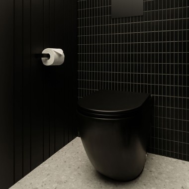 Van innovatieve afvoersystemen tot tijdloze materialen. Elk detail vertelt een verhaal van passie en precisie. In het toilet: de Sigma70 bedieningsplaat. (© Alyne Media)