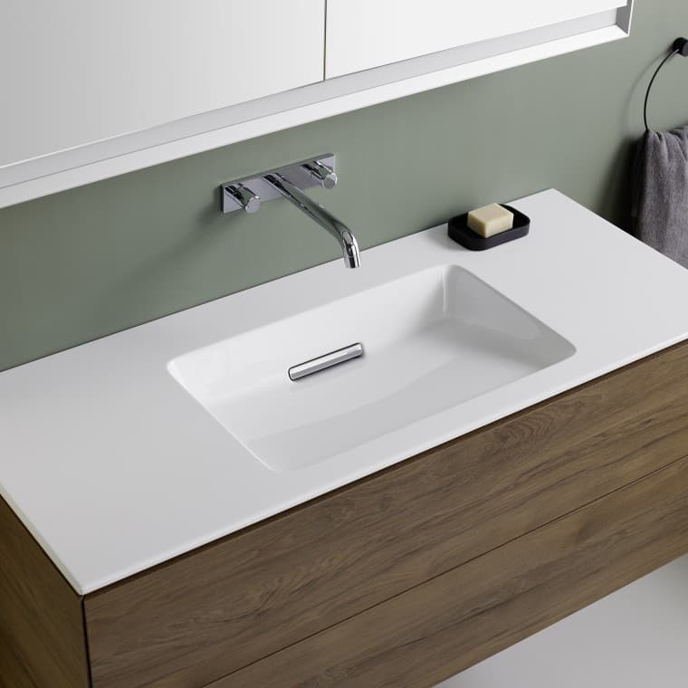 Geberit ONE SlimRim oplegwastafel met aflegruimte Geberit ONE SlimRim oplegwastafel met aflegruimte