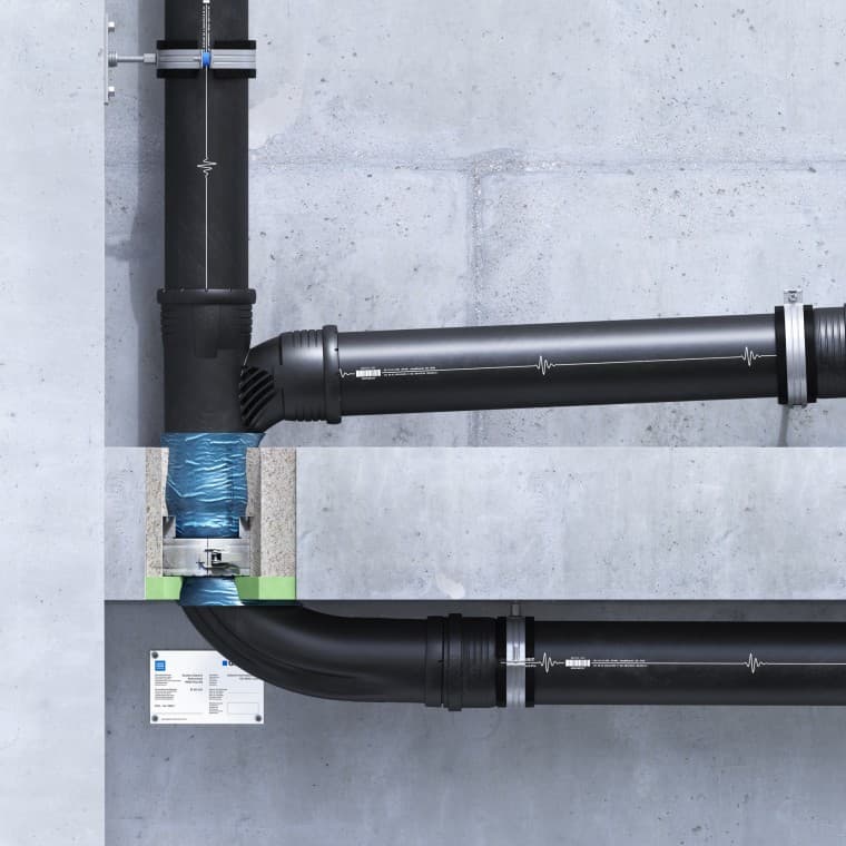 Inbouw in plafond van de Geberit RS90 Plus EN met EPS/XPS-isolatie Inbouw in plafond van de Geberit RS90 Plus EN met EPS/XPS-isolatie