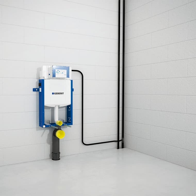 Verbinding van het Geberit Kombifix Element met aan- en afvoeren Verbinding van het Geberit Kombifix Element met aan- en afvoeren