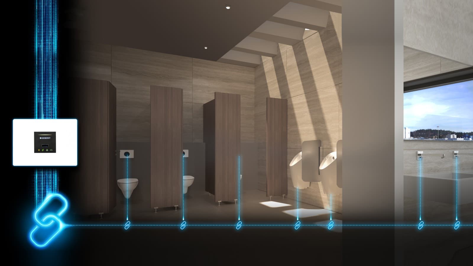 Netwerken van een sanitaire ruimte in een niet-residentieel gebouw Netwerken van een sanitaire ruimte in een niet-residentieel gebouw