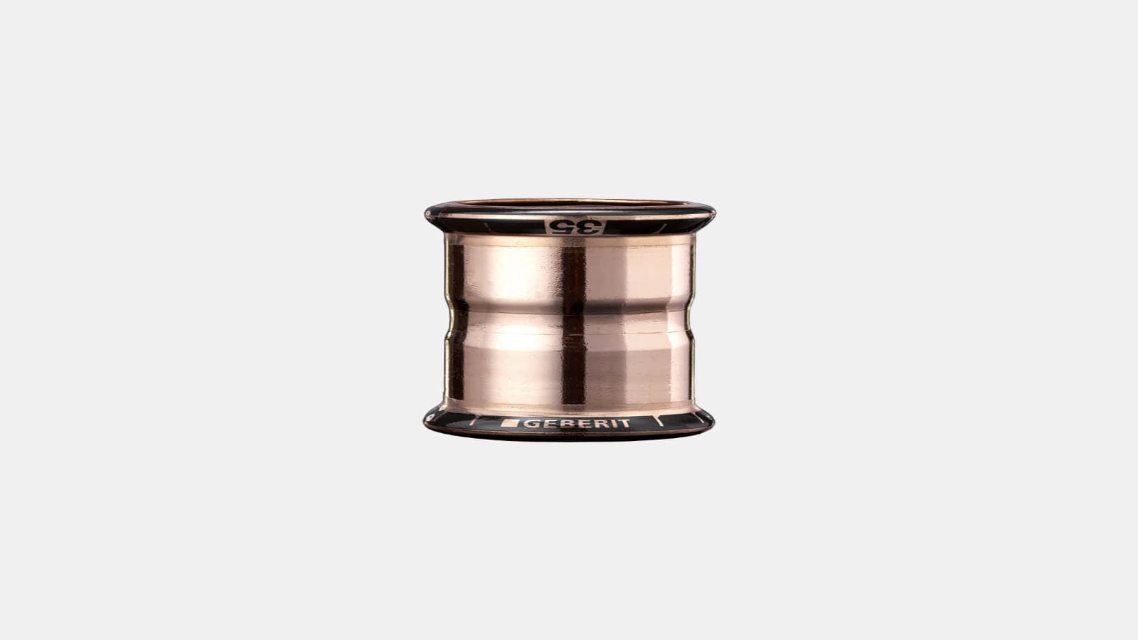 Geberit MapressCuNiFe fitting met zwarte persindicator Geberit MapressCuNiFe fitting met zwarte persindicator
