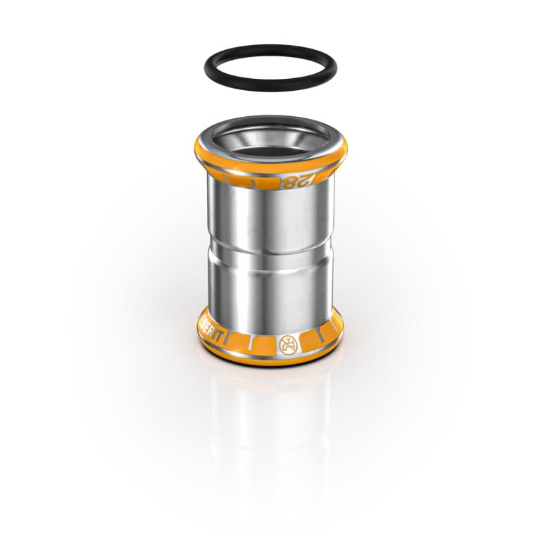 Oranje markeringen op de Mapress Therm fitting Oranje markeringen op de Mapress Therm fitting